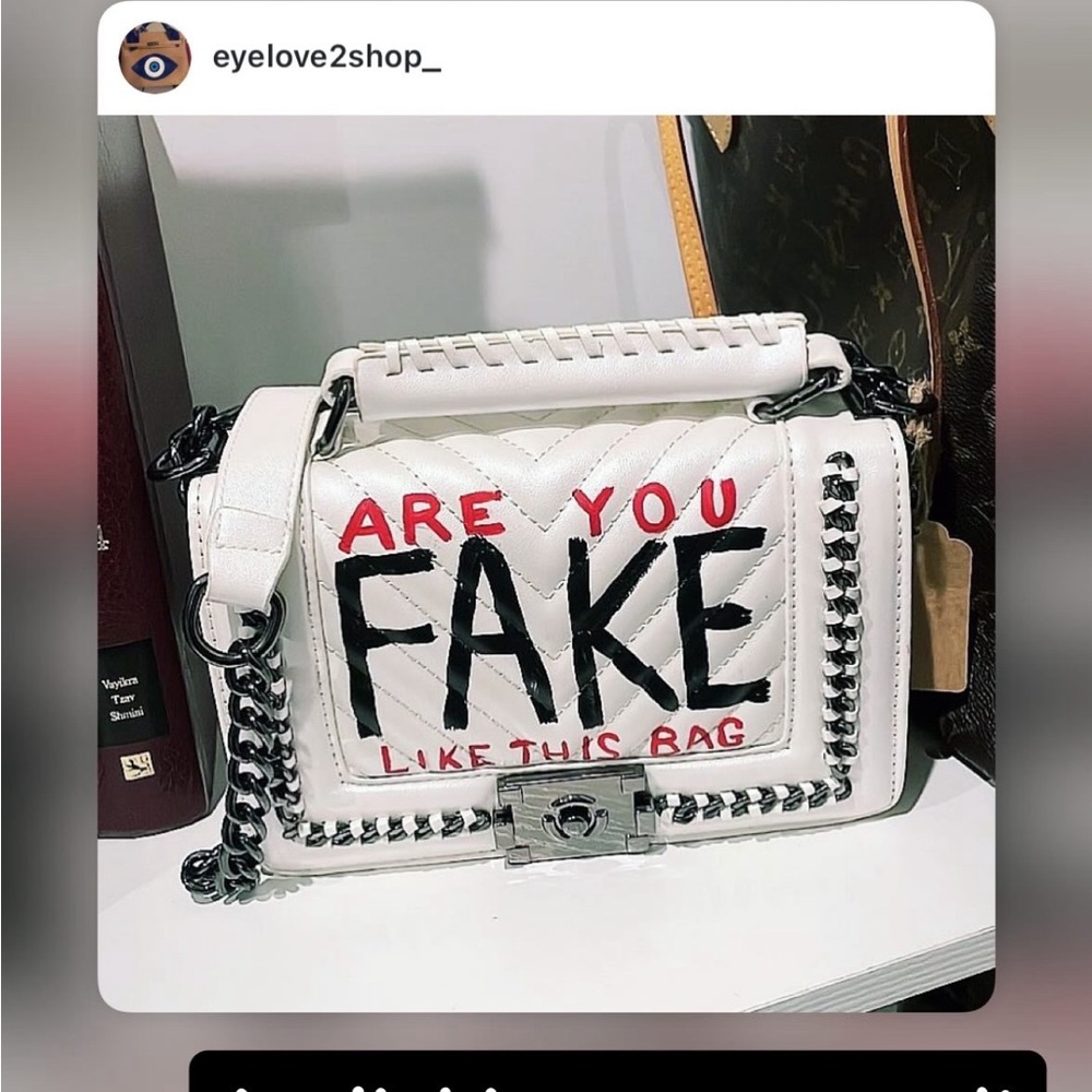 Stylish White Chain-Embellished Bag